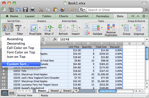Text outline in excel